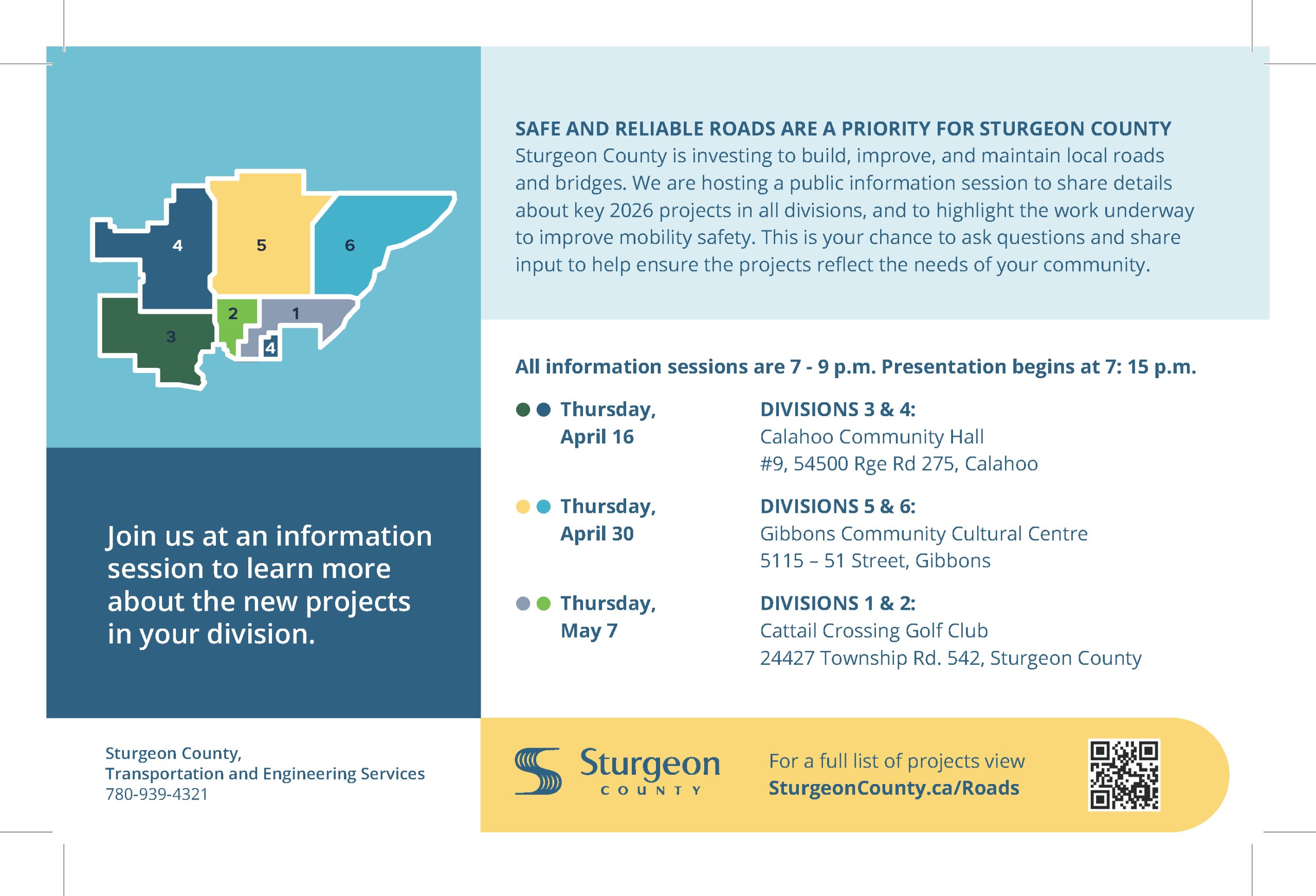 Postcard for Road Work Ahead Information Sessions