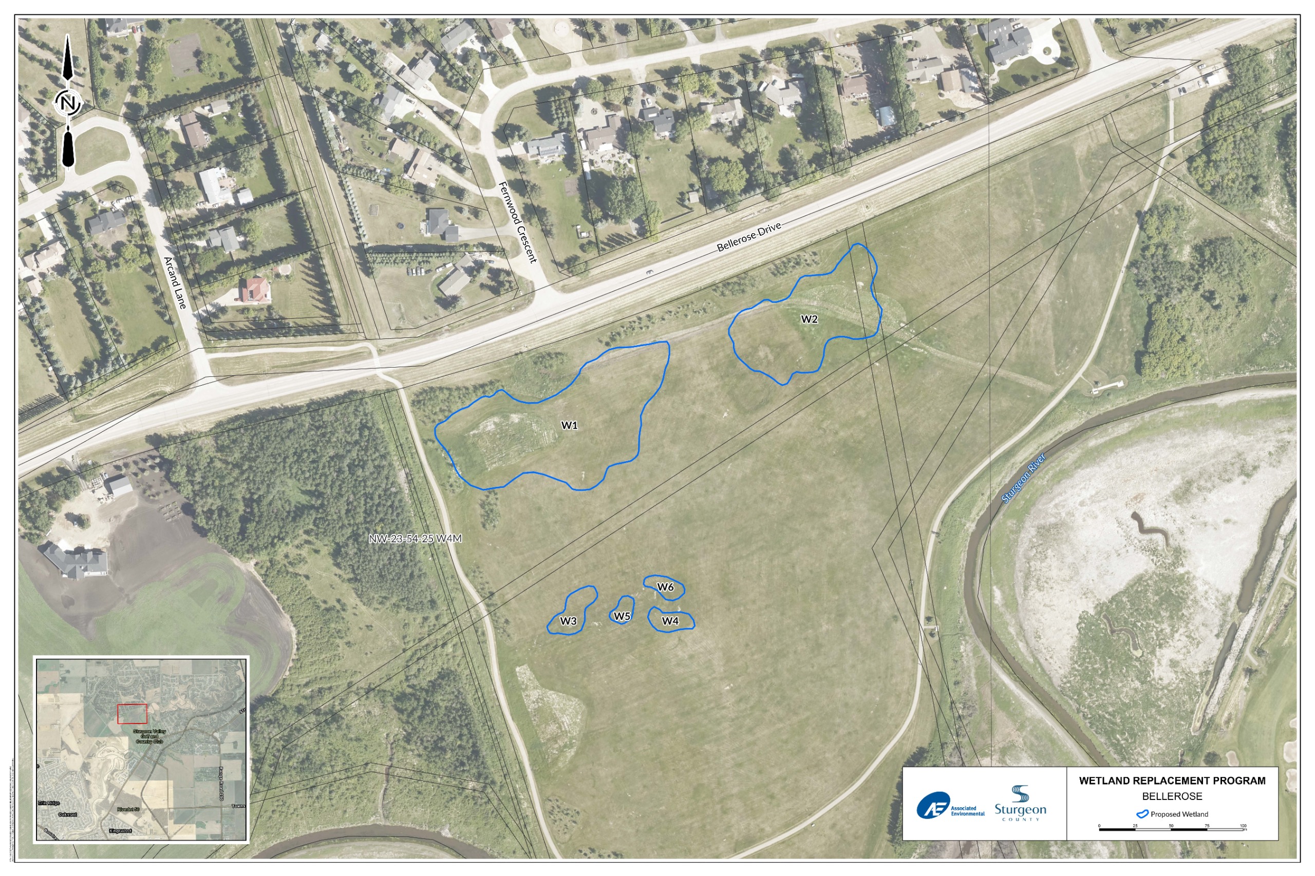 map showing the project area in Bellerose Park.
