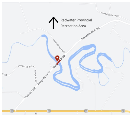 Map showing the location of the Victoria Trail Bridge.