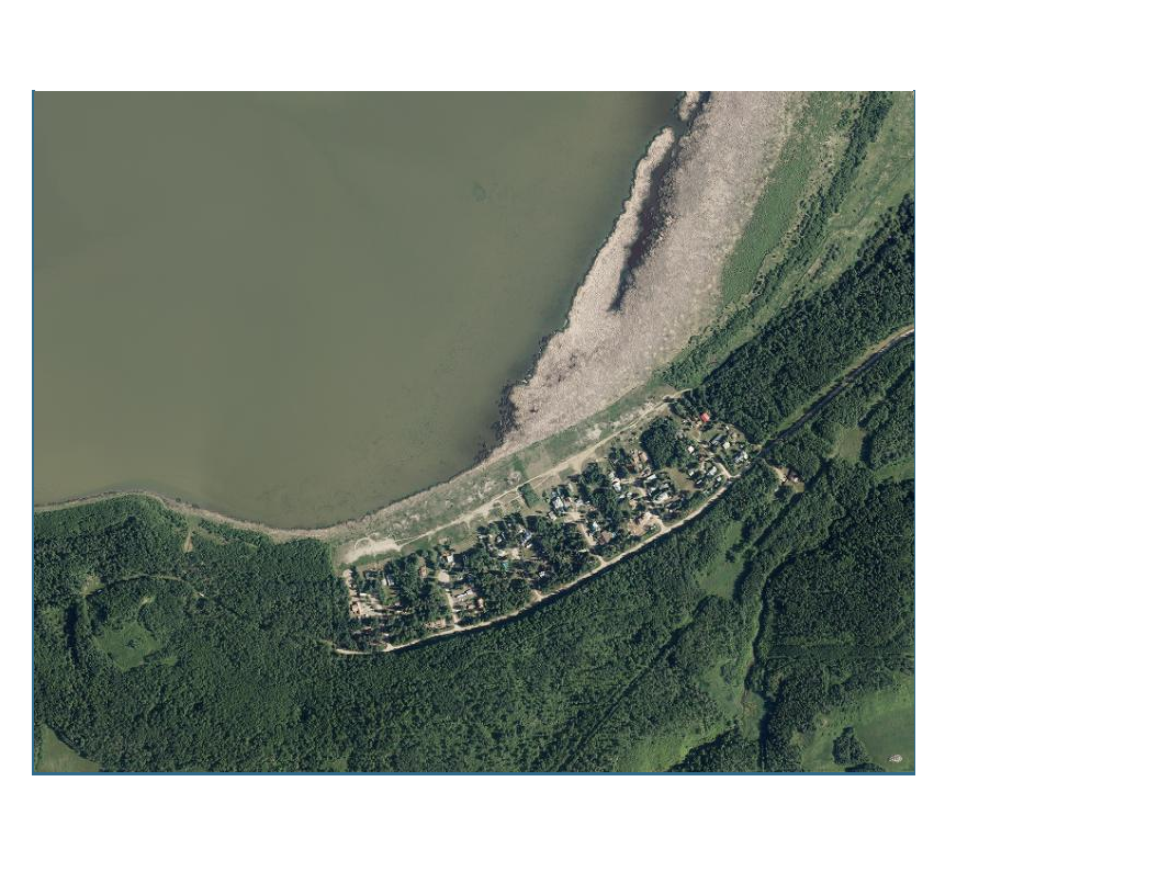 Map showing the shoreline of Sandy Lake.