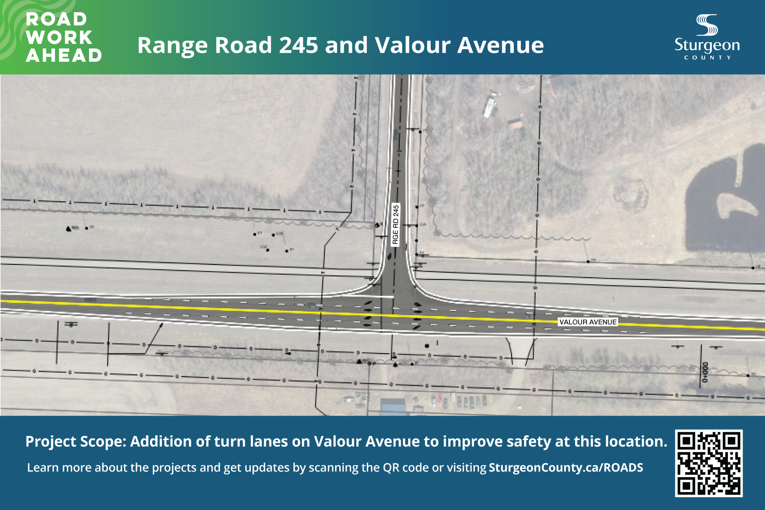 Map showing area for intersection improvements.